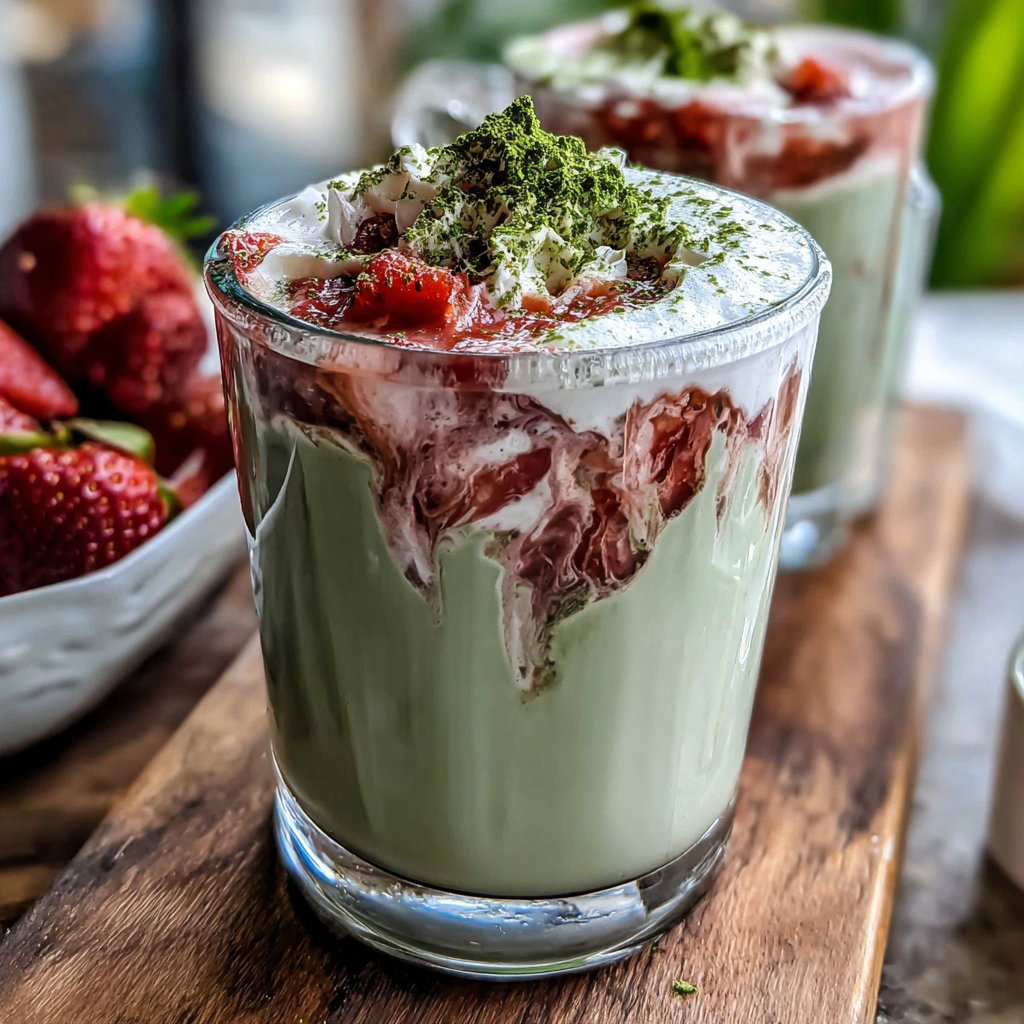 Strawberry Matcha Latte With Milk