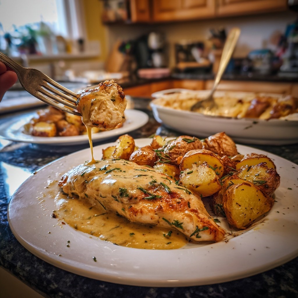 Creamy Dijon Chicken With Roasted Potatoes