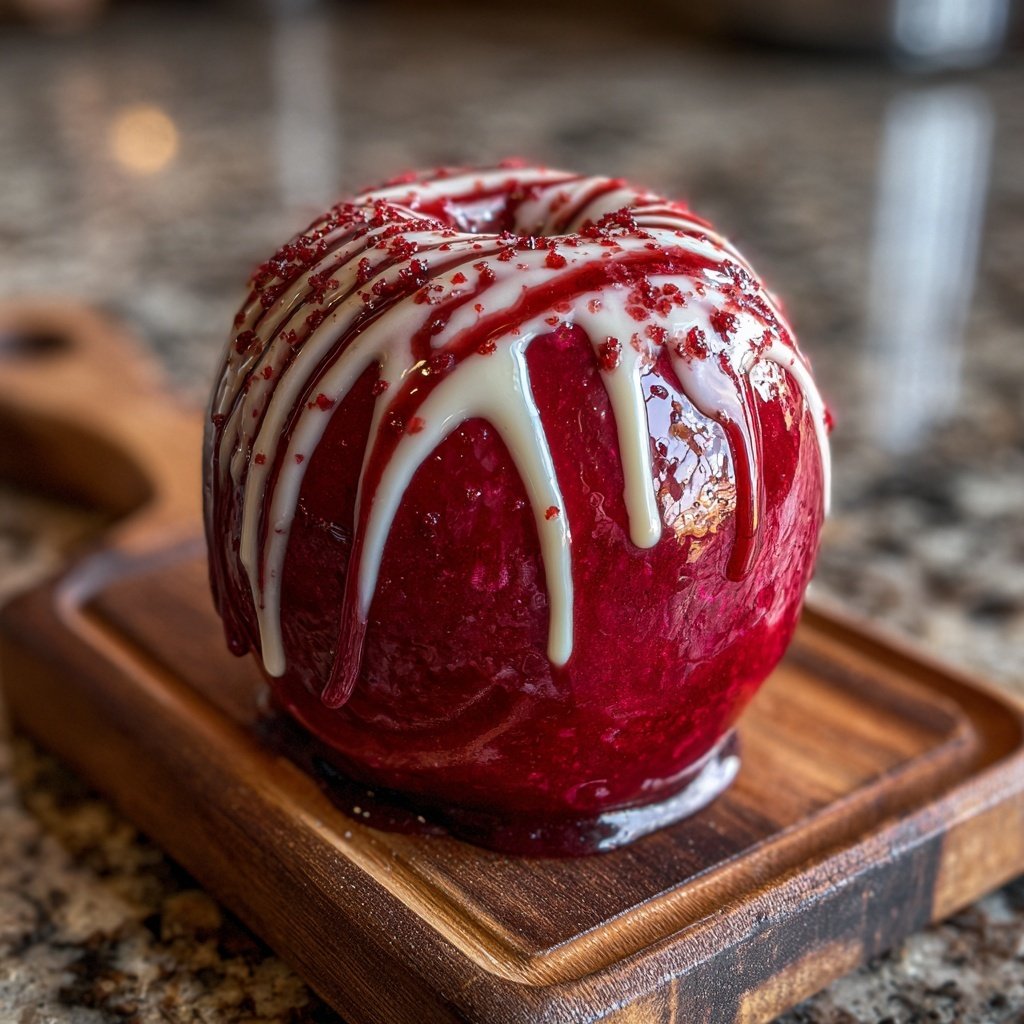 Candy Apple With White Chocolate Drizzle