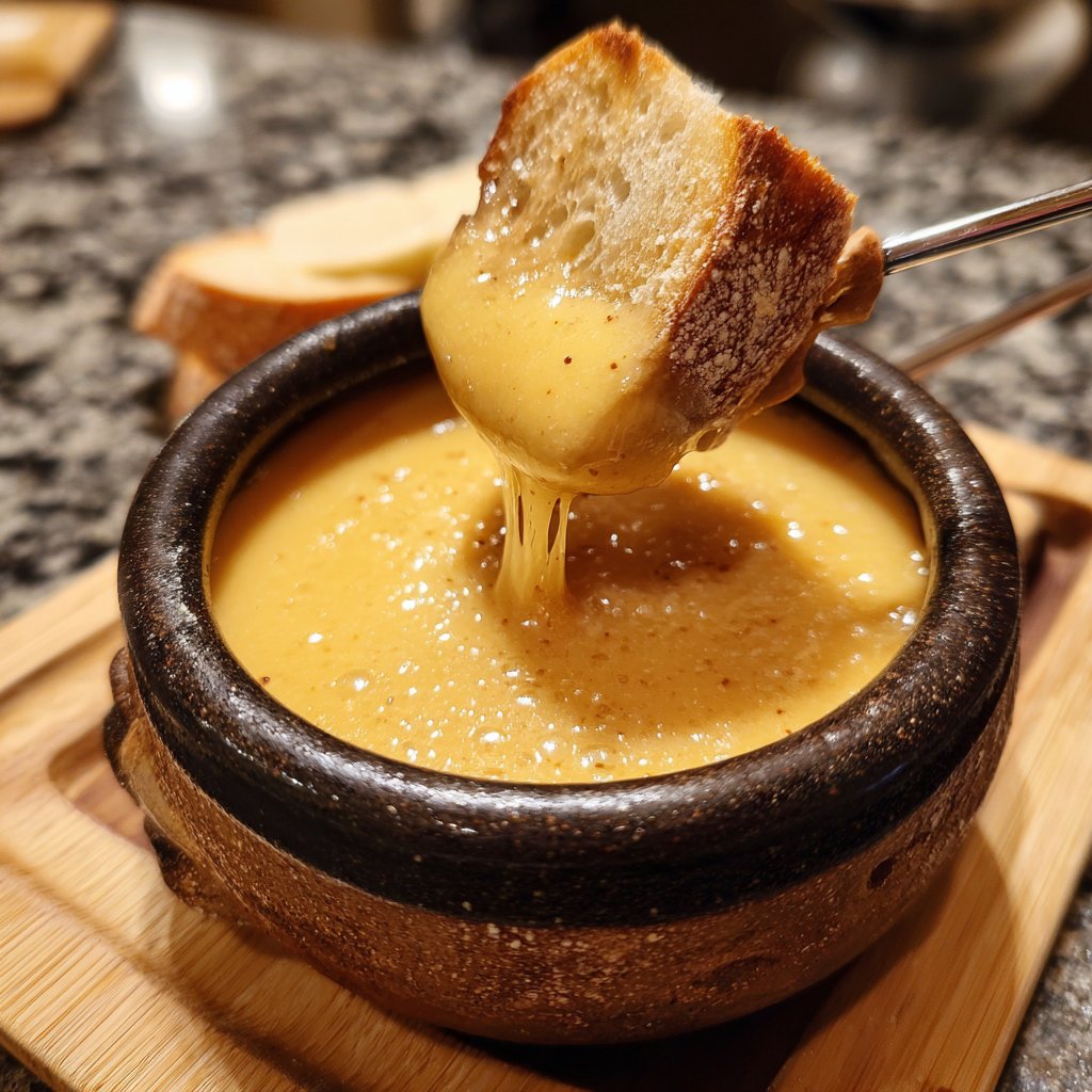 Fondue with Beer and Swiss Cheese